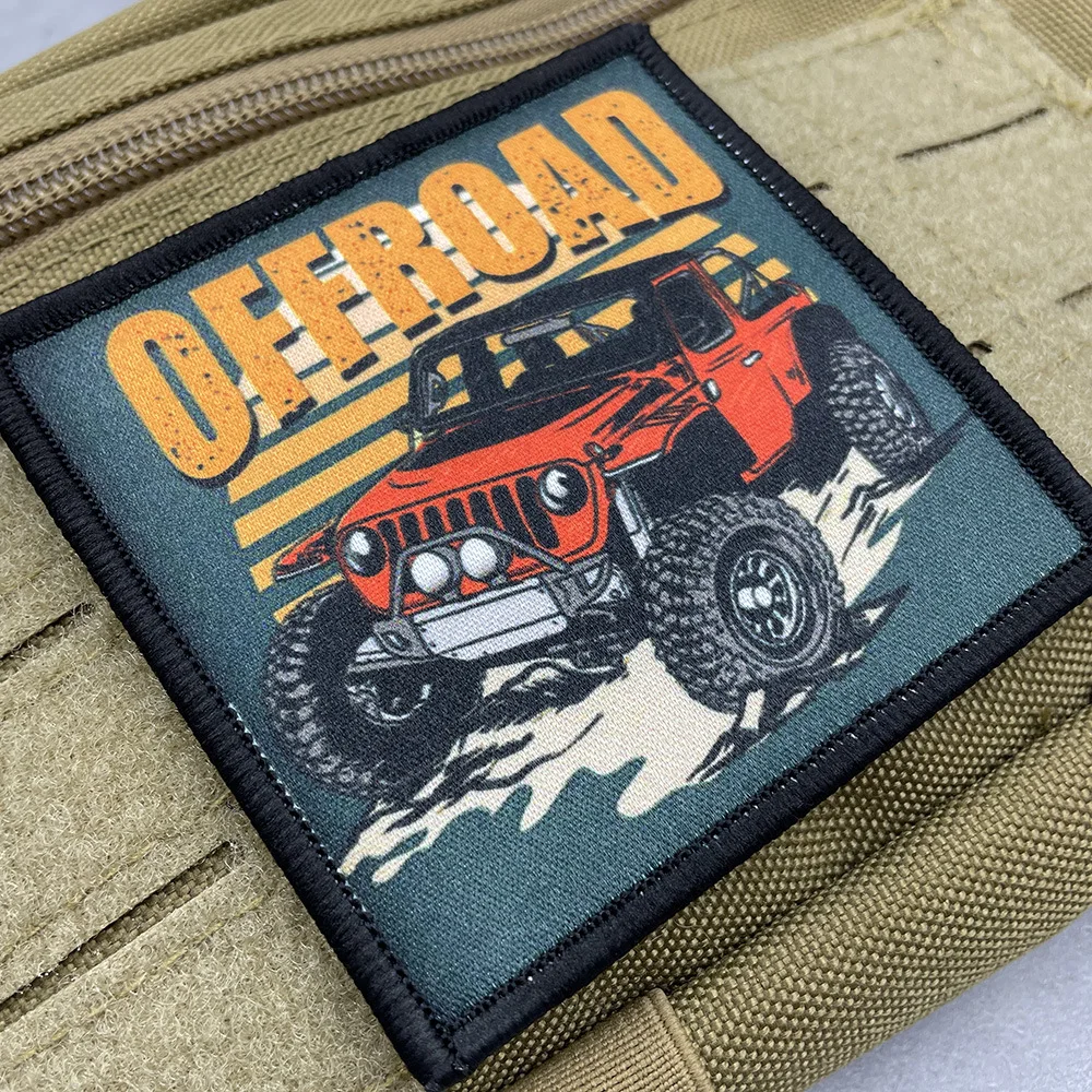 Parche de insignia de moral con estampado UV para vehículo todoterreno, equipo de acampada, brazalete personalizado, pegatina para mochila con gancho y bucle - imagen 4
