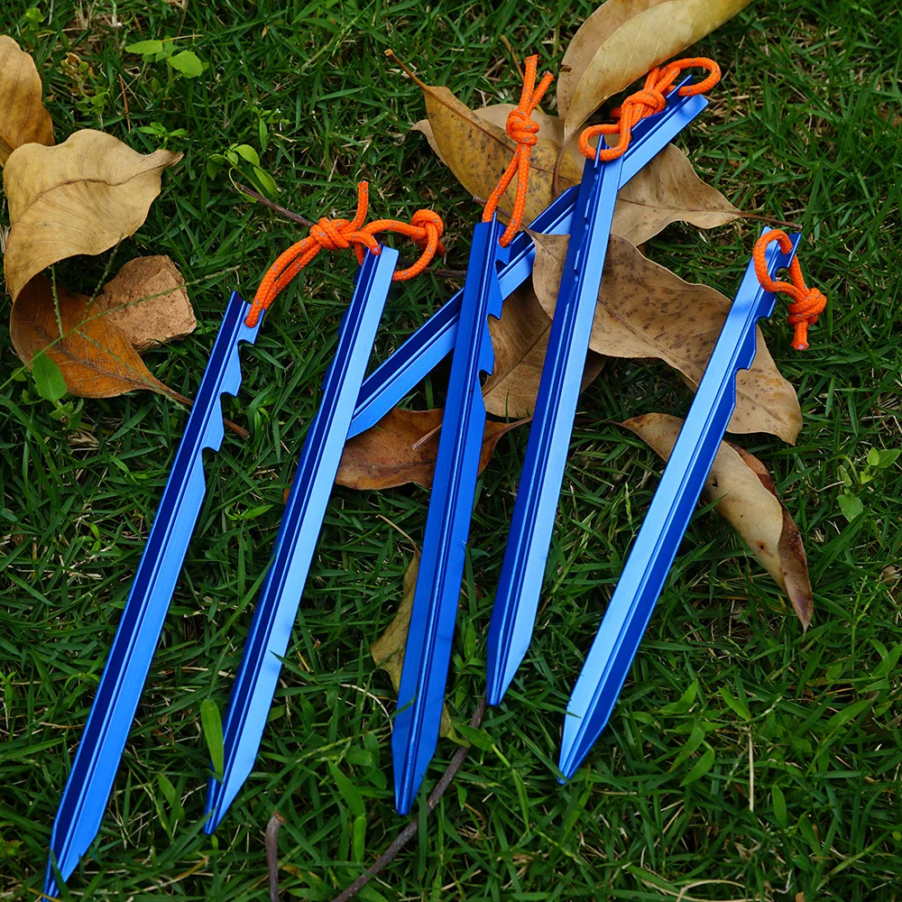 12 unids/lote 18cm estacas de tienda de campaña de aleación de aluminio de alta resistencia estacas accesorios de viaje para acampar al aire libre lona clavos ultraligeros clavija de tierra - imagen 4