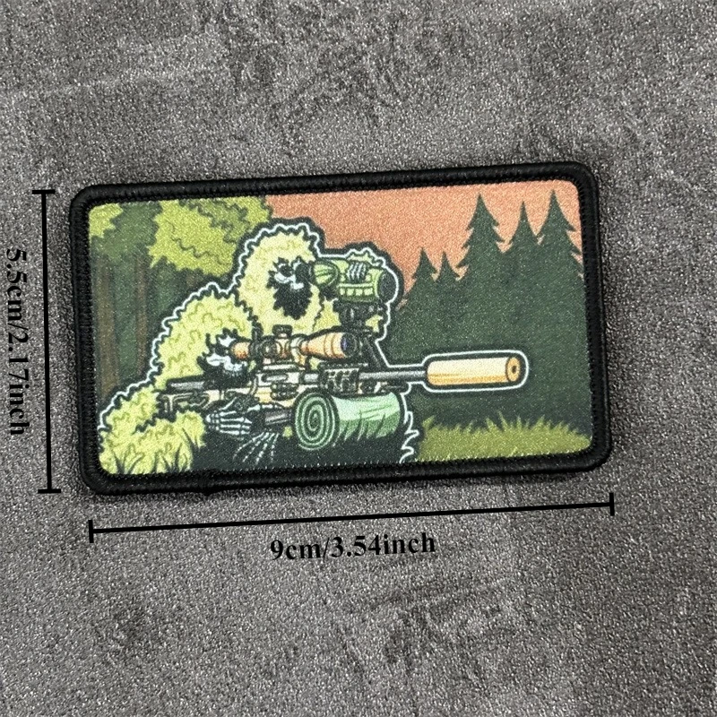 Parche táctico impreso "esqueleto soldado francotirador", insignia de moral militar, parches de gancho, ropa, mochila, accesorios, pegatinas - imagen 5