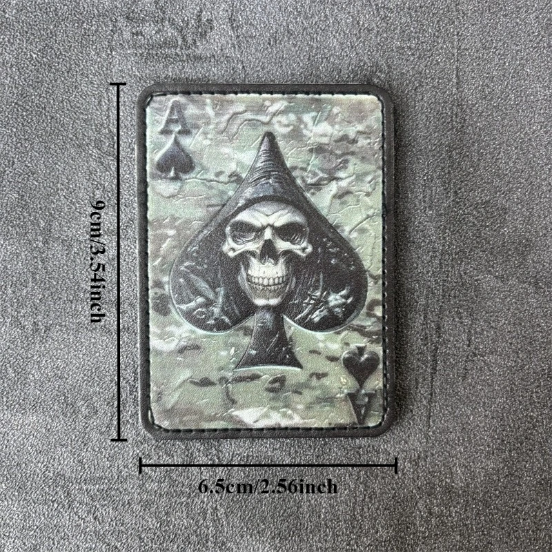 Parche táctico Ace of Spades, insignia de moral militar, brazalete con estampado de calavera, parches de gancho, ropa, mochila, pegatina decorativa - imagen 4