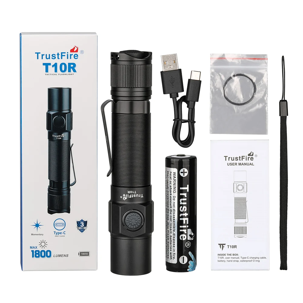 Trustfire T10R Linterna Táctica LED 1800 lúmenes USB-C - imagen 4