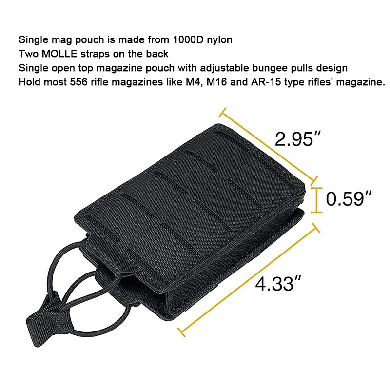 Bolsa táctica para cargador de Rifle, bolsa MOLLE de 556mm, para M4, M14, M16, AR-15, 5,56 MM - imagen 5
