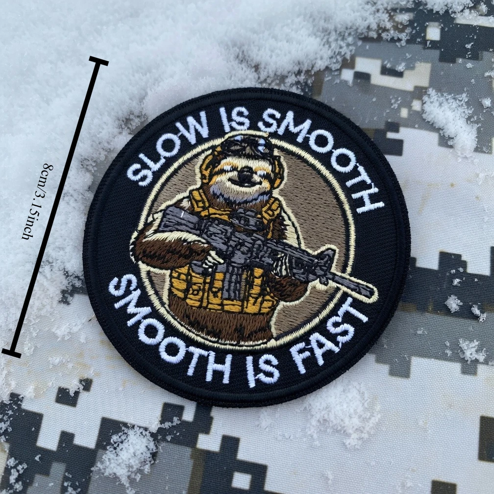 Morale Sloth parche táctico bordado Slow is Smooth para MOLLE