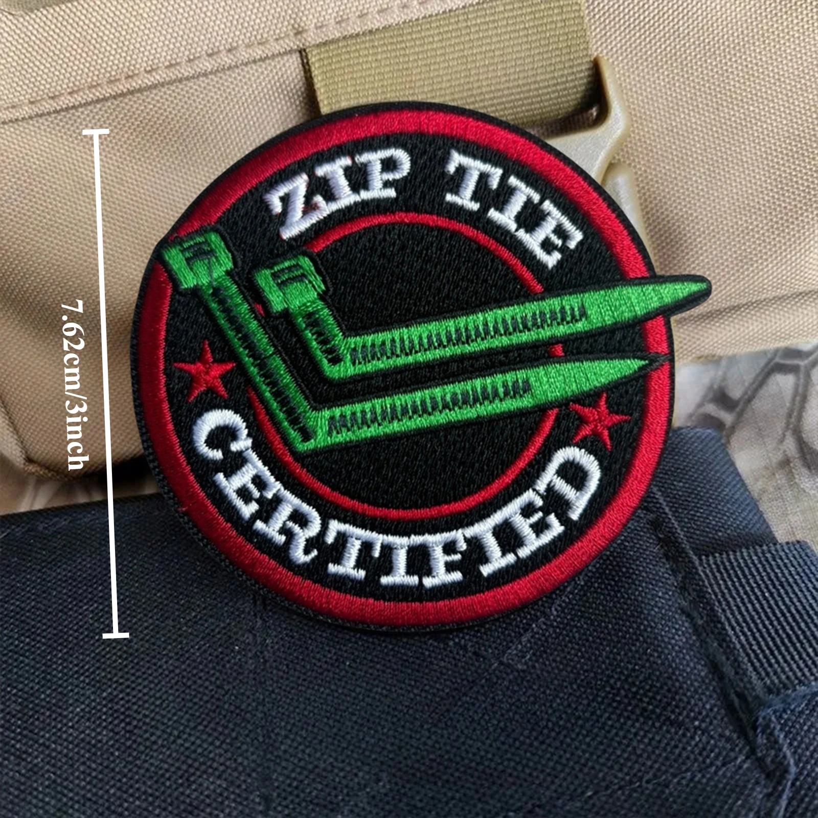 Parche táctico certificado con lazo con cremallera, parches bordados con gancho y bucle divertidos, insignia de moral militar, brazalete del ejército, pegatinas para mochila - imagen 3
