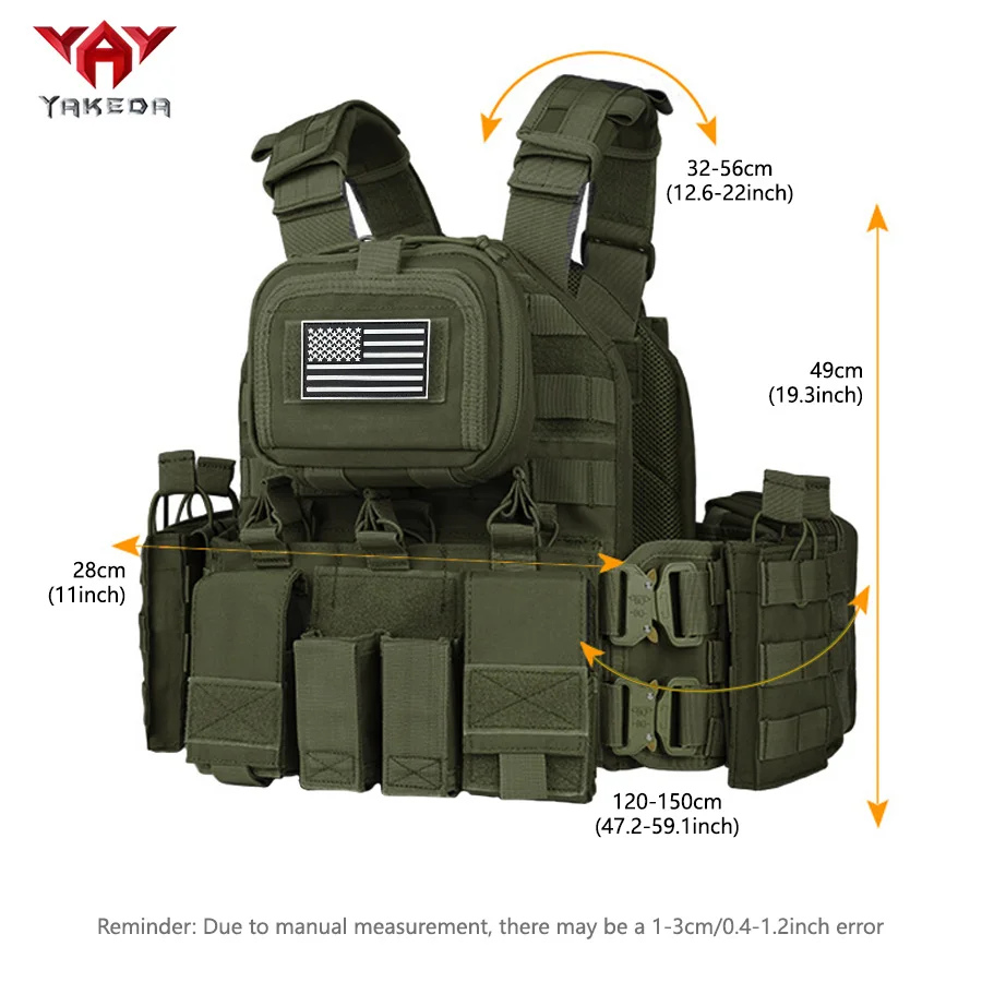 YAKEDA (con bandera americana) chaleco multifuncional montado en MOLLE para exteriores, equipo de entrenamiento, hebilla de serpiente, banda para el vientre colgante en el pecho - imagen 4