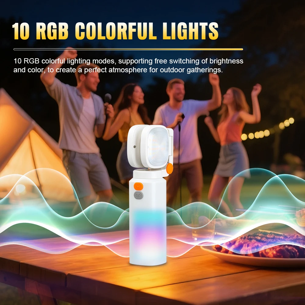 Trustfire-luces de Camping de 10000mAh, linterna telescópica con trípode, reflector de 6500K, luz de ambiente RGB, linterna de luz de relleno - imagen 4