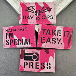 Parches reflectantes infrarrojos tácticos rosas para mochila, chaleco, ropa, insignias para exteriores, gancho y bucle, 1 ud. ﻿