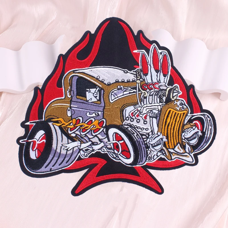 Parche bordado de calavera trasera grande de terror, parches bordados de motociclista Punk para ropa, chaqueta de cuero, parche para coser en la espalda DIY - imagen 5