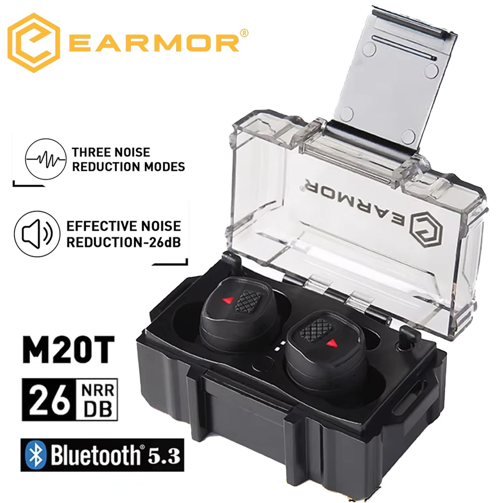 EARMOR M20T auriculares tácticos tapones para los oídos electrónicos antiruido cancelación de ruido para protección de disparos NRR26dB con Bluetooth