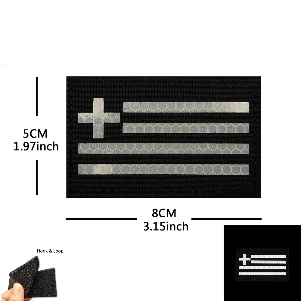 Pegatina mágica con bandera IR reflectante de Grecia, parche de tela bordado, parche militar para ropa, insignias bordadas de Grecia con gancho y bucle - imagen 5