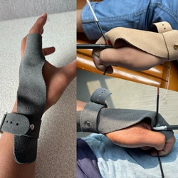 Pestaña de dedo de piel de vaca de grano dividido de gamuza, protección tradicional para los dedos del arco para dibujar la cuerda, equipo protector de tiro con arco