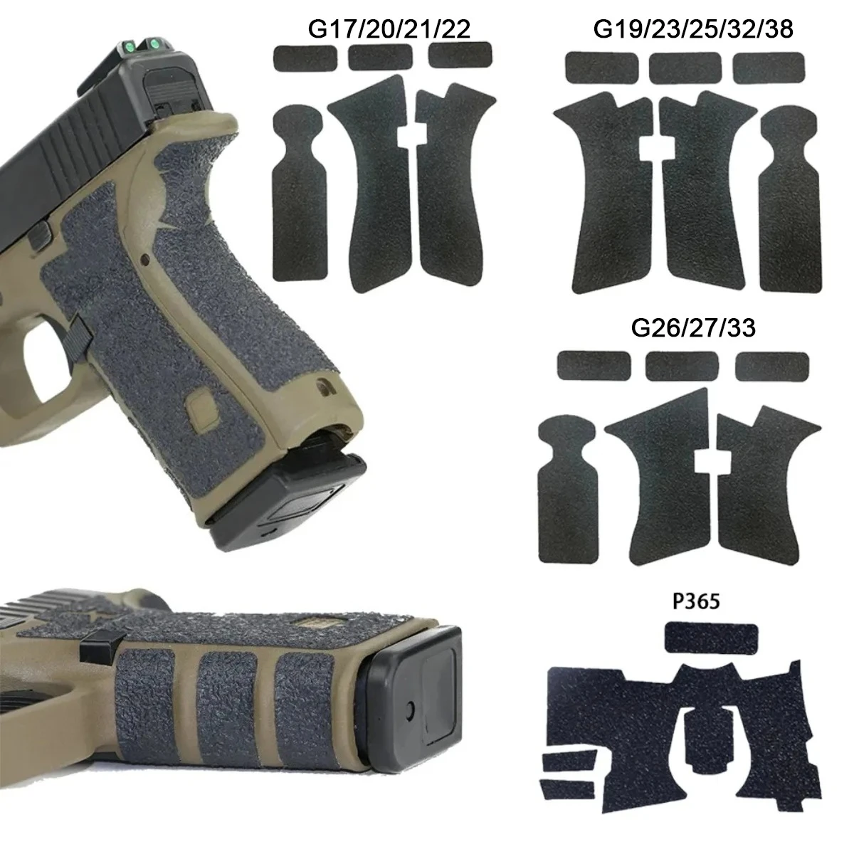 Cinta envolvente de agarre con textura de goma antideslizante táctica para G17 G19 G20 G21 G22 G23 G25 G26 G27/32/33/38 P365, accesorios para pistola de caza - imagen 2