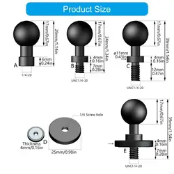 Adaptador cabeza bola 17mm a rosca 1/4 pulgada para trípode