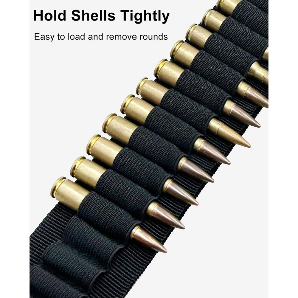 Cinturón de munición de 50 rondas, cinturón de cartucho de Rifle ajustable, portador de munición táctico, accesorios de caza para.357.38 9mm.410.270 30-30 - imagen 4