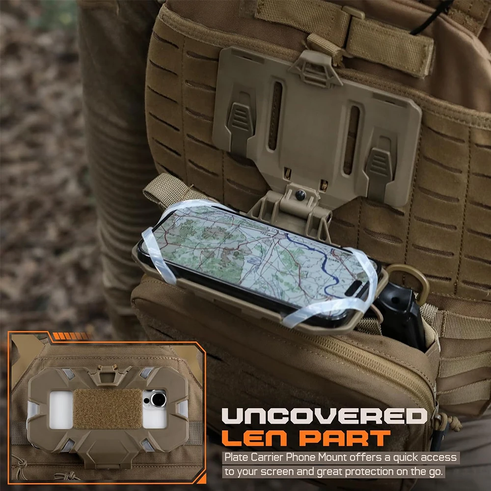 Molle portador de placa plegable, accesorios de chaleco de montaje de teléfono, soporte Universal de teléfono, Panel de administración de montaje en el pecho para teléfono de 4,7 a 6,7 pulgadas - imagen 4