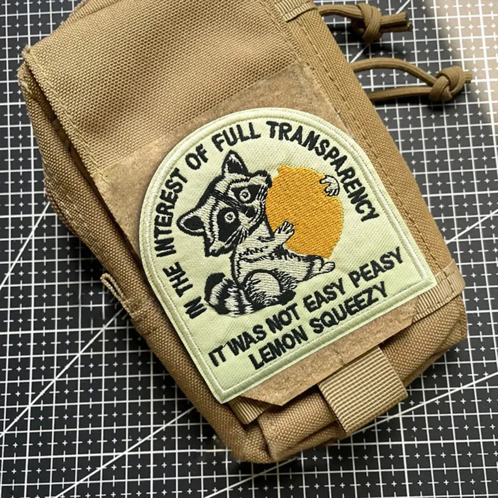 Parche bordado táctico de mapache y limón, insignia de moral militar, pegatinas para mochila, brazalete con gancho y bucle, aplique para casco - imagen 5