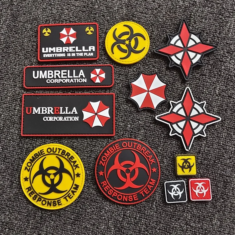 Umbrella Corporation PVC 3D insignia de goma parche táctico Logo de mapache Corp insignia de riesgo biológico aplique emblema - imagen 2