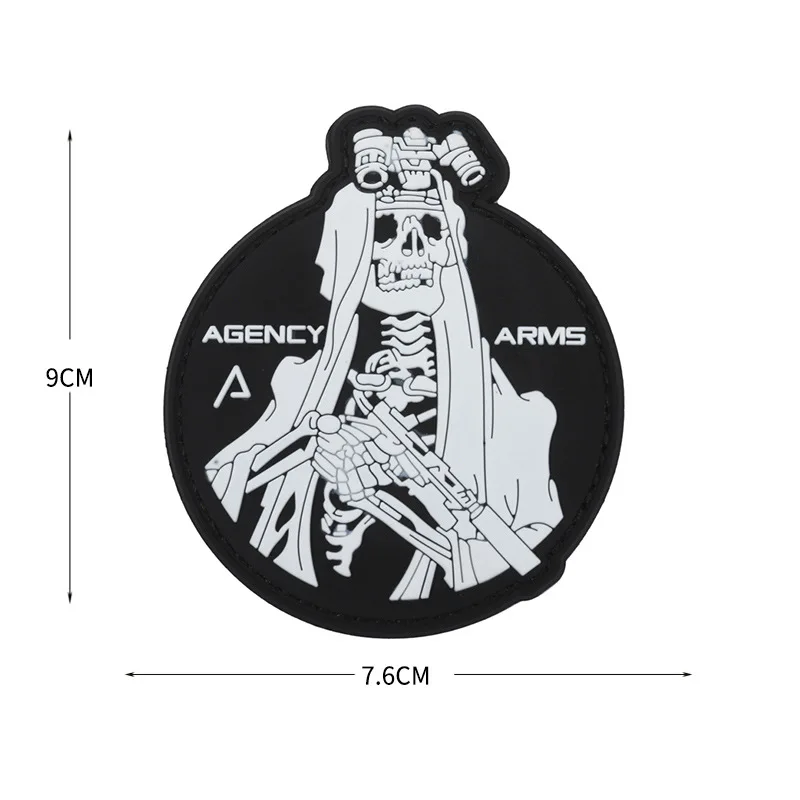 Parches de PVC con gancho y bucle para la ropa, pegatina de mochila táctica, esqueleto, pistola, personalidad, emblema de moral, telescopio de la muerte - imagen 5