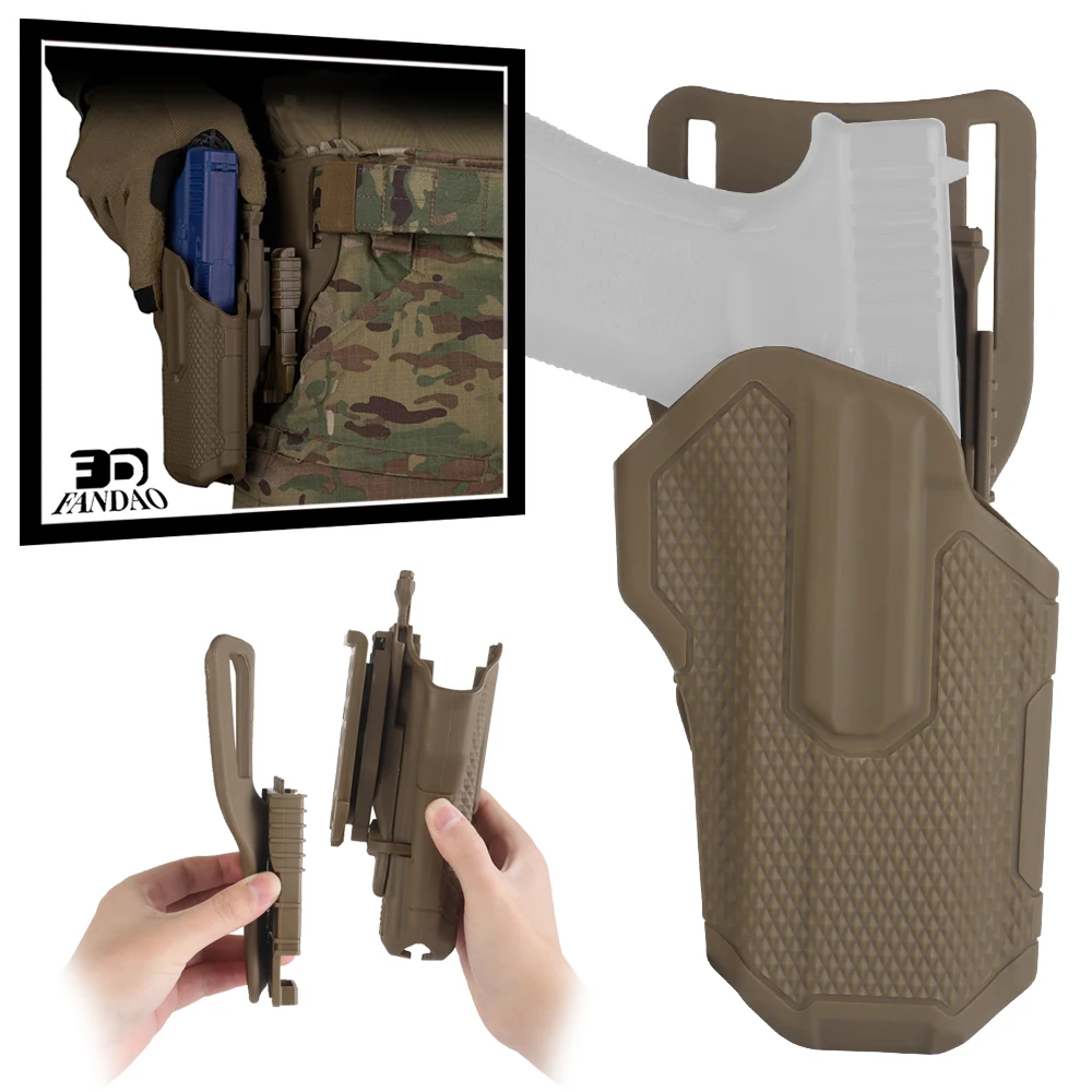 Funda táctica universal para pistola con Kit de liberación rápida QLS, ajuste de ángulo, adaptada a cinturón de 2,5 pulgadas, equipo de caza Airsoft