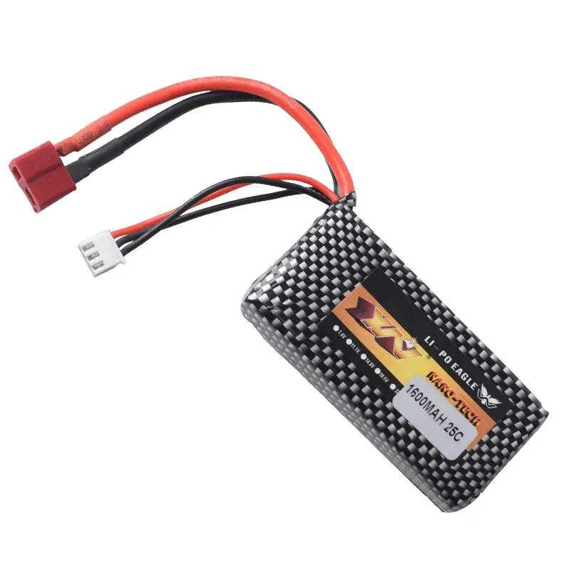 Batería Lipo de 7,4 v, 1600mah, 25C, con enchufe en T, para XLH 9125, Control remoto, piezas de repuesto para coche Rc - imagen 2