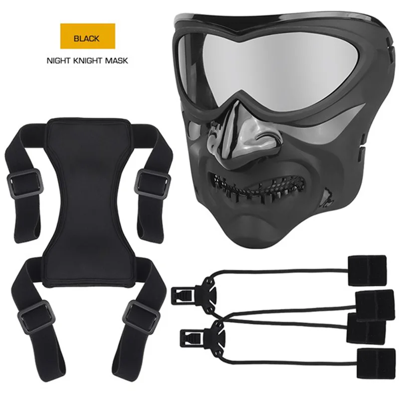 Gafas tácticas de cara completa, máscara de caballero oscuro nocturno, casco transpirable Airsoft, equipo de protección militar para Paintball - imagen 3