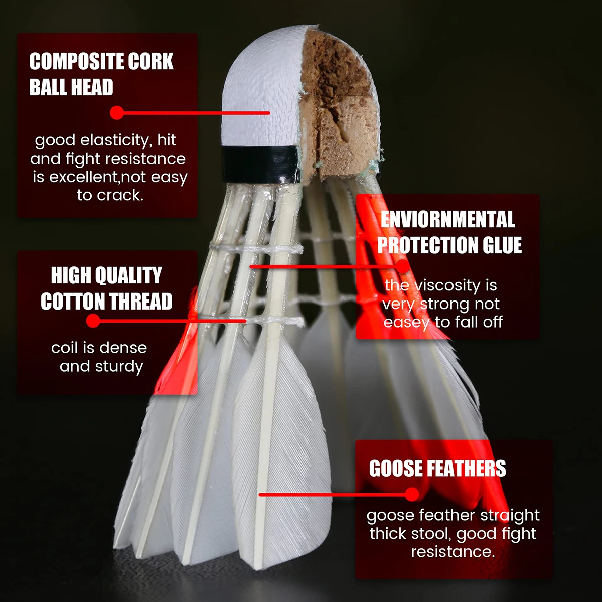 Colcha de plumas de bádminton para interior y exterior, bolas de lanzadera muy estables y duraderas - imagen 3