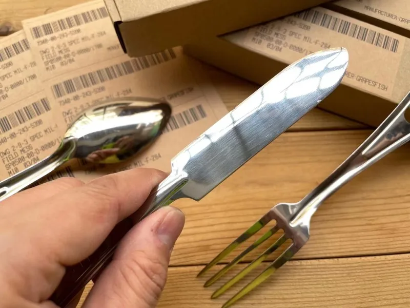 Tenedor y cuchara para acampar al aire libre, cubiertos de acero inoxidable 304, equipo portátil para comedor - imagen 4