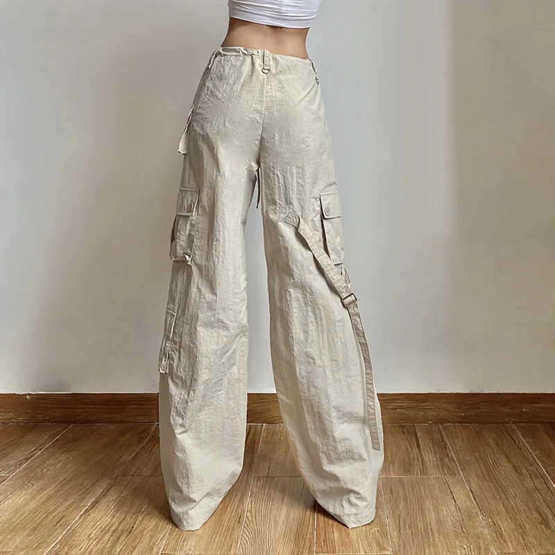 Pantalones Cargo de pierna ancha para mujer, pantalón informal recto con bolsillo, Joggers holgados, ropa de calle Y2K - imagen 2