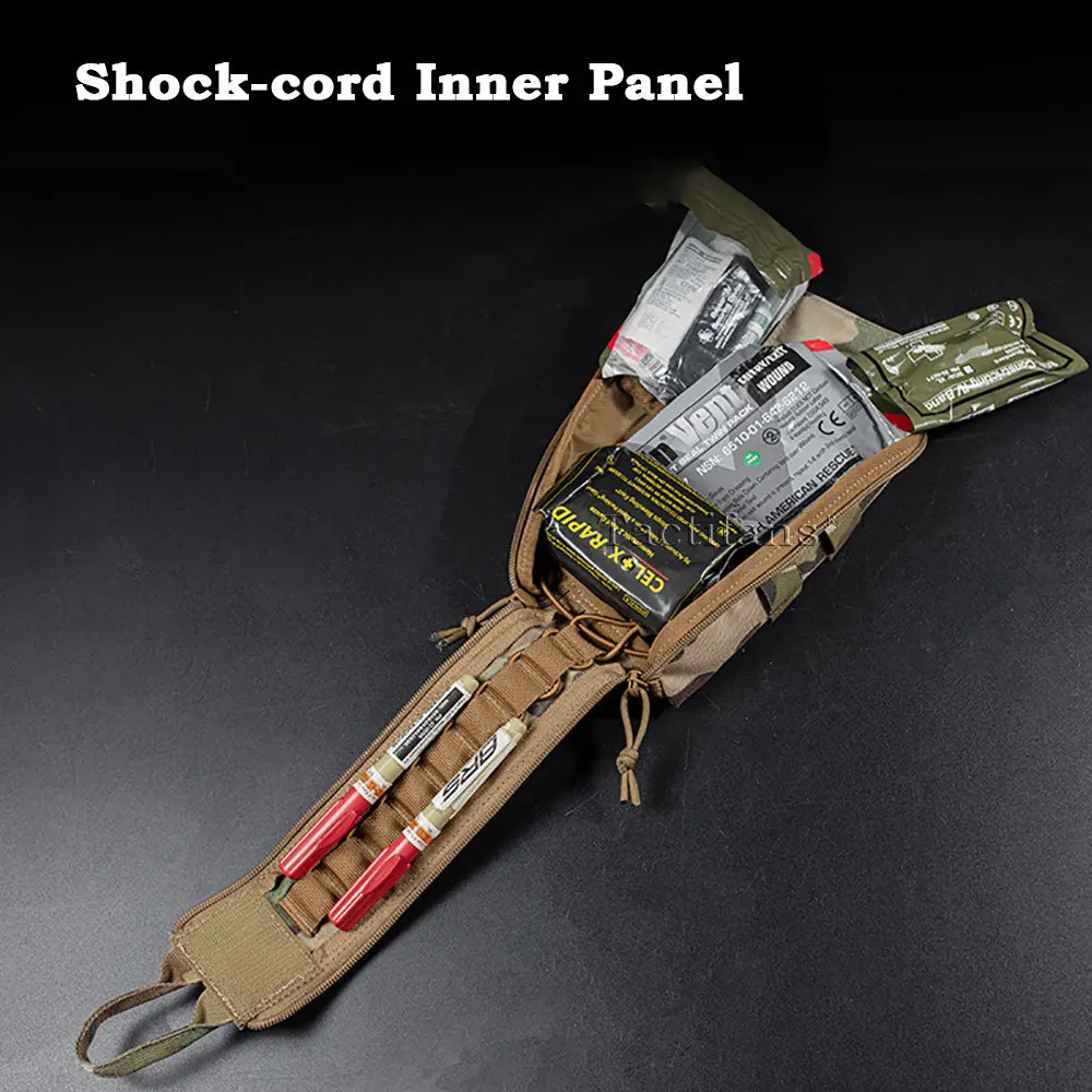 Tactifans bolsas de caza IFAK, Kit de primeros auxilios, paquete de bolsa vacía, lengüeta de extracción rápida, cordón de choque, Panel interno, Clip MOLLE de caza - imagen 3