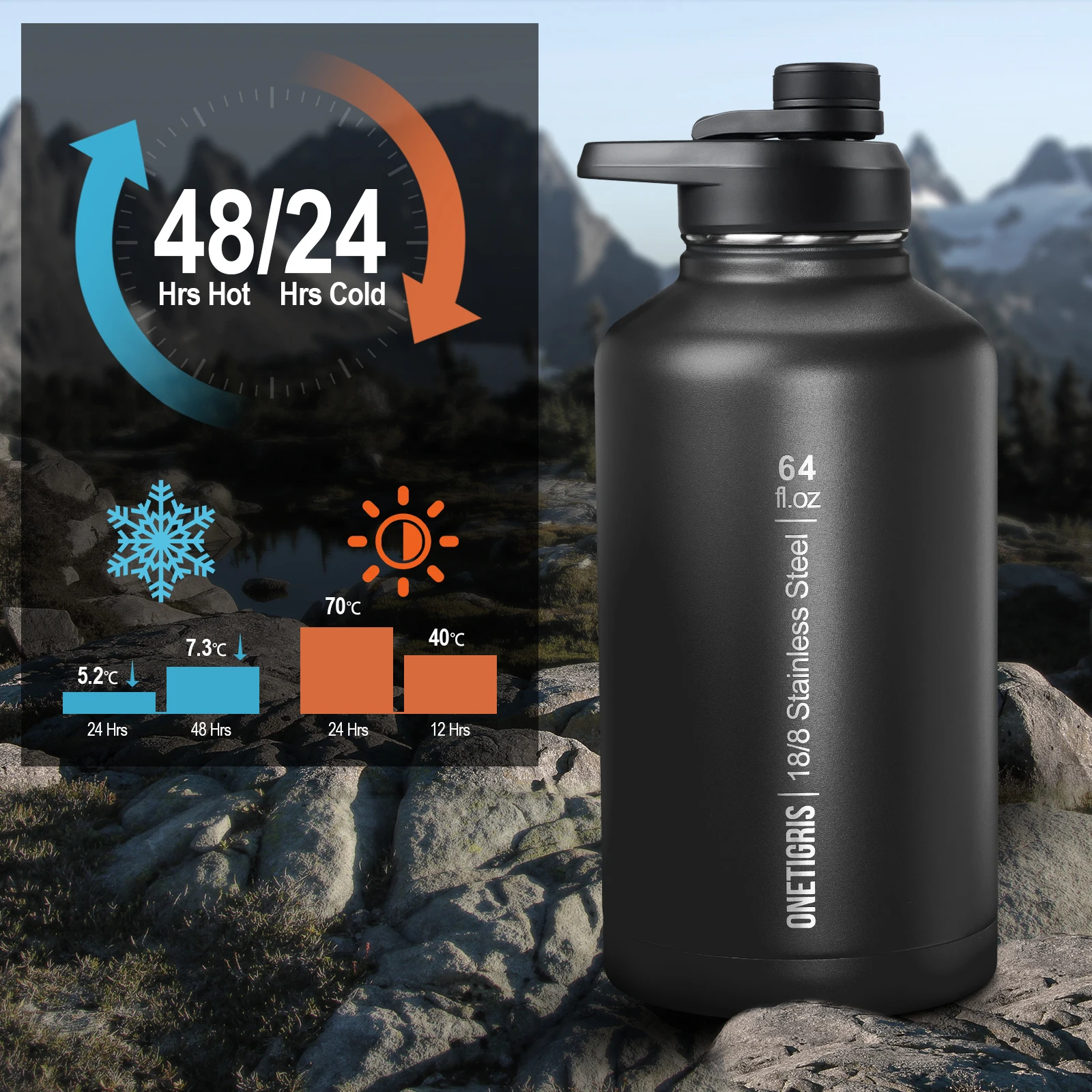 ONETIGRIS Botella de agua aislada de 64 oz - imagen 3