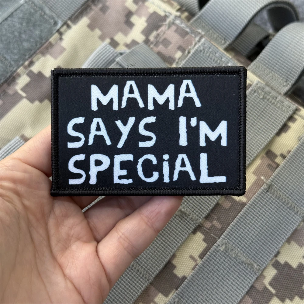 Mamá dice soy especial divertido insignia de moral parche emblema militar gancho impreso táctico y bucle ropa pegatinas de mochila personalizadas - imagen 4
