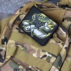 Parche táctico de avión con calavera para ropa, brazalete impreso, insignia de moral, parches de bucle de gancho, pegatinas para mochila