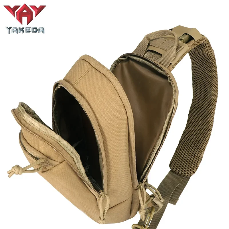 YAKEDA-Bolsa de pecho táctica negra, impermeable, de alta capacidad, multifuncional, para exteriores, para pistola oculta, bandolera individual - imagen 5