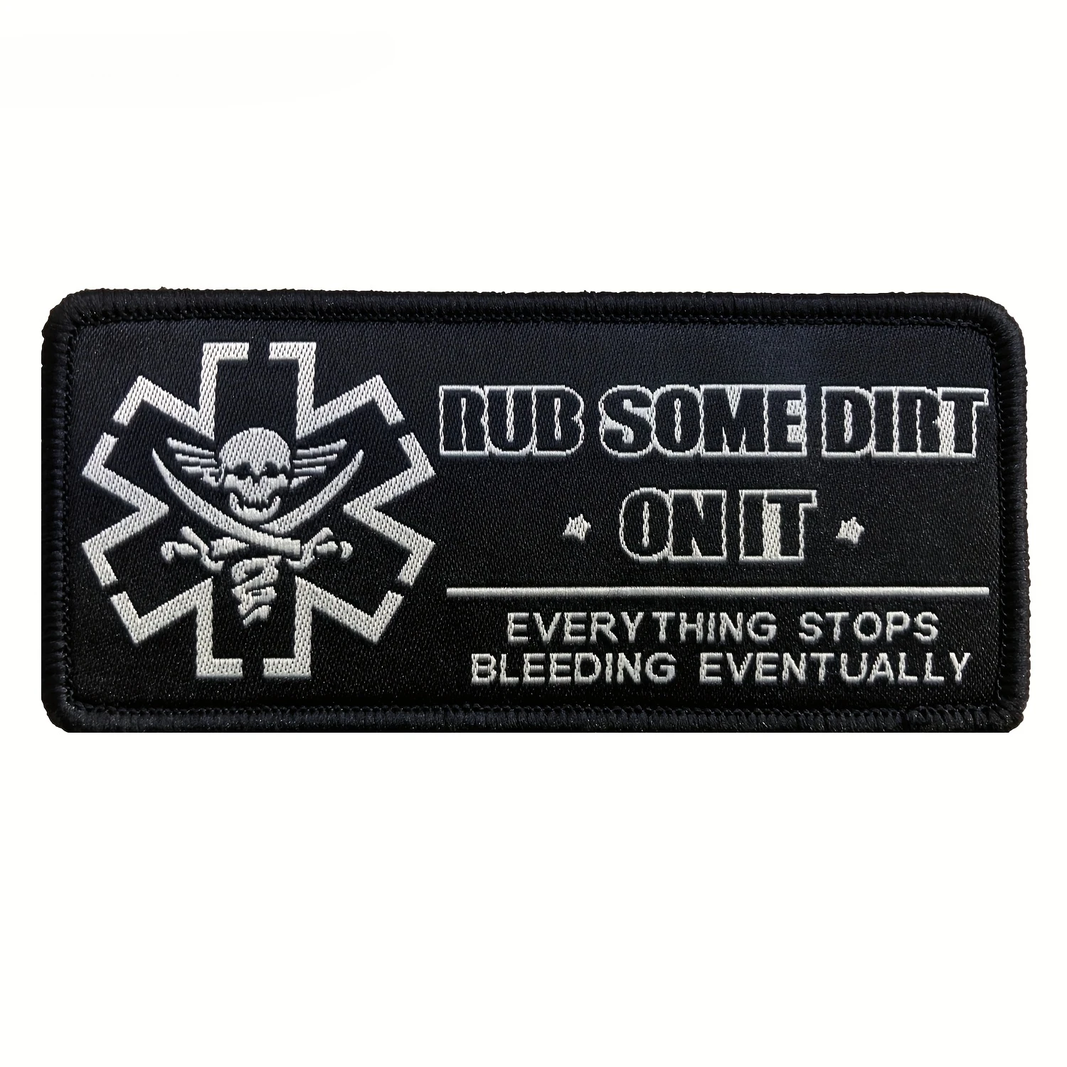 parches velcro mochila tácticos de bordados Parche de Velcros con cita divertida de meme "Rub Some Dirt On It", insignia bordada con gancho y bucle de moral para mochila táctica Molle, chaquetas - imagen 2