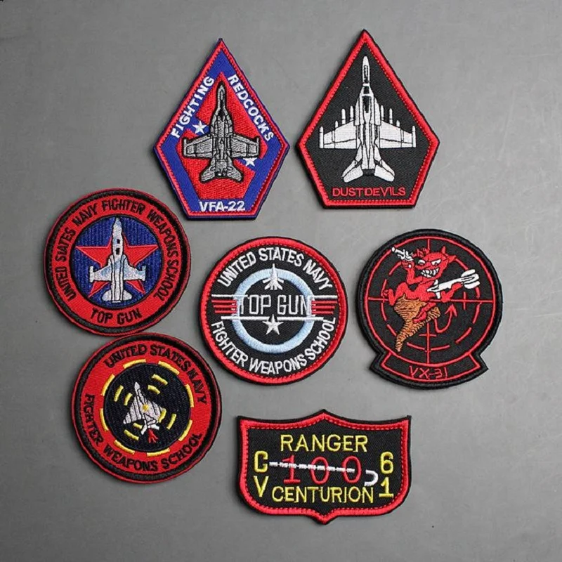 Nueva Insignia bordada en 3D, chaqueta de vuelo de pistola superior, parches de brazalete americano para ropa, parche personalizado - imagen 4