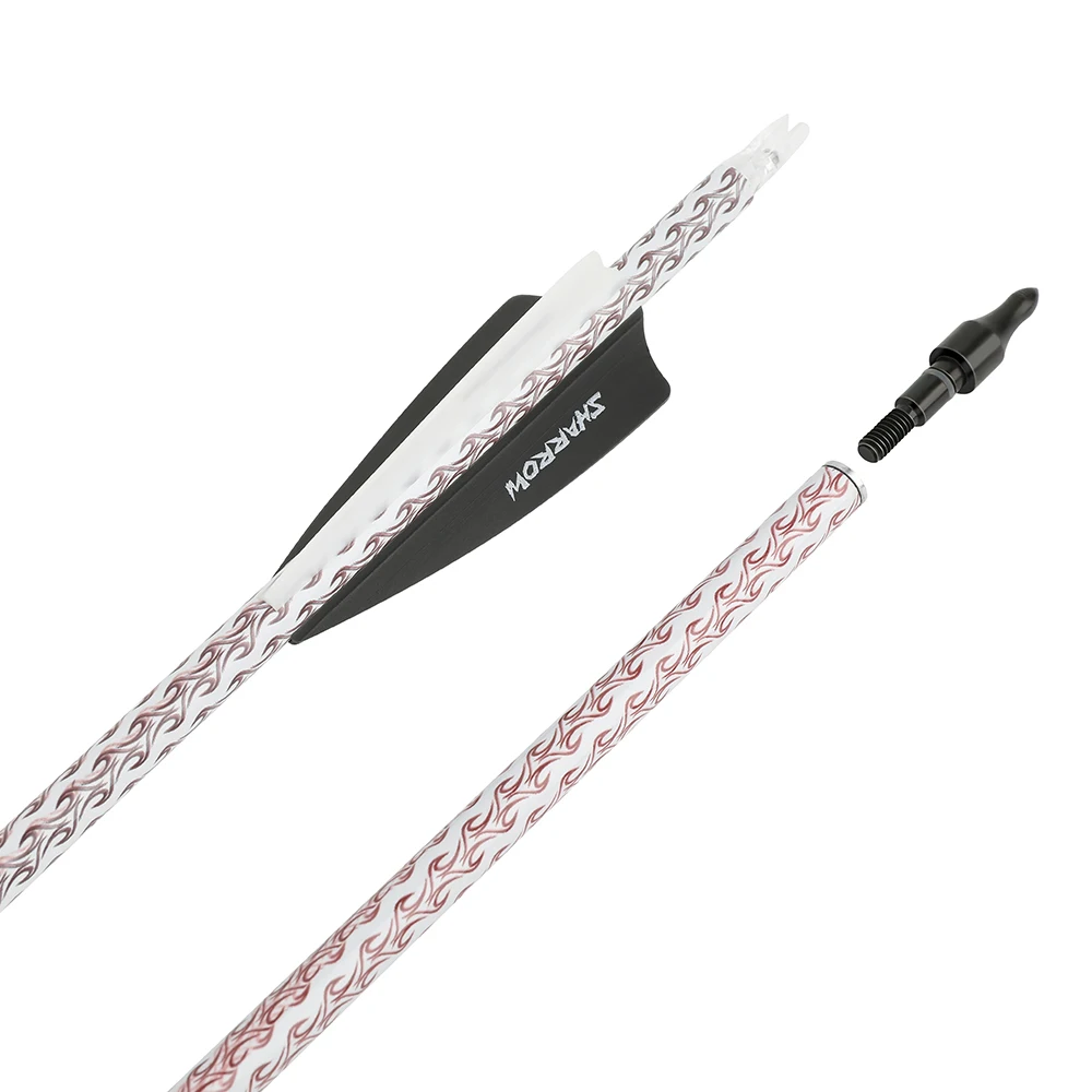 6/12 Uds flechas de carbono mixtas 500 columna vertebral 100 punta de flecha de grano pluma de goma de 3 pulgadas para arco compuesto arco recurvo entrenamiento de caza - imagen 3