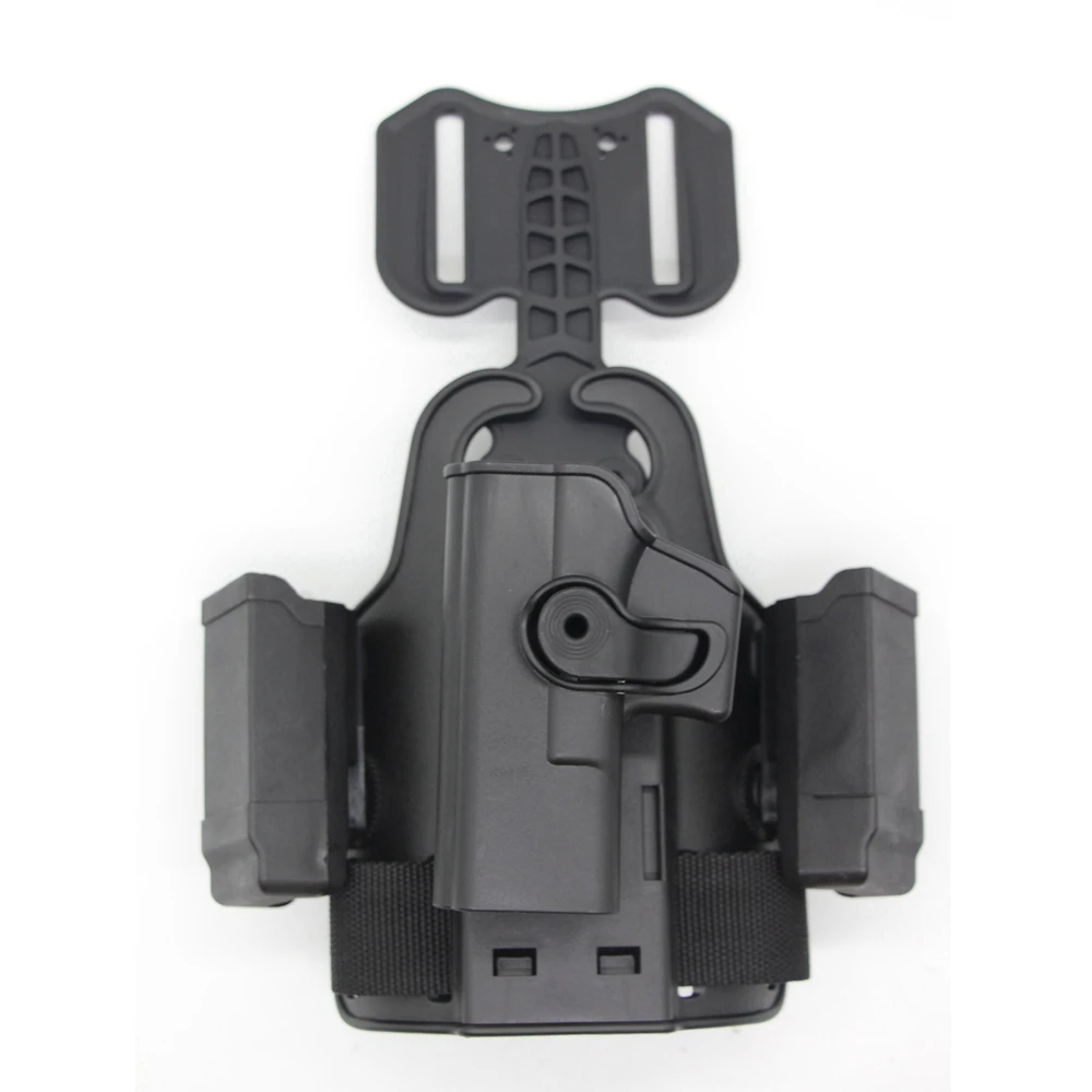 Funda de pistola de pierna caída de caza, funda de pistola táctica con bolsa de doble cargador para Glock 17 19 Colt 1911 Beretta M9 PX4 - imagen 5