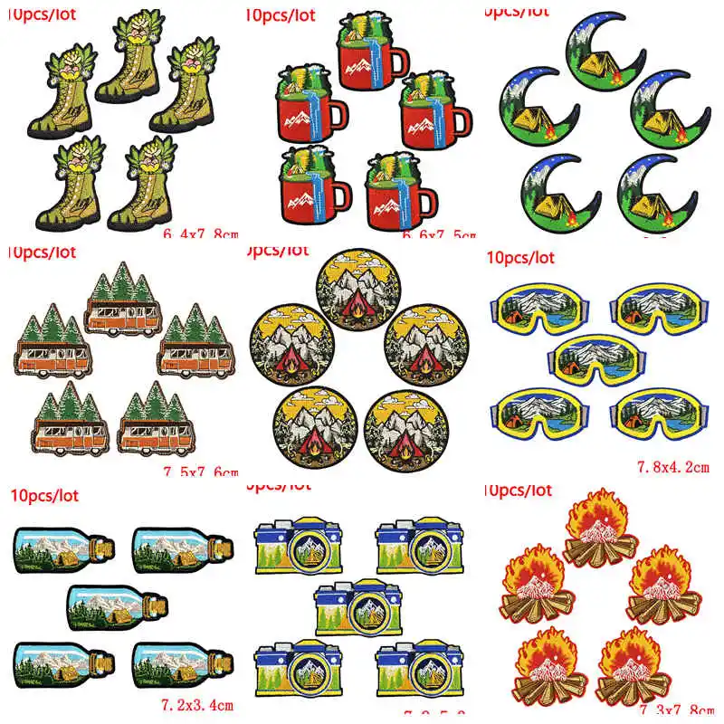 10 unids/lote parche de montaña desierto parches bordados al aire libre para ropa mochila sombreros pegatinas para coser chaquetas insignias fusibles
