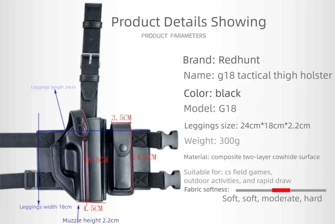Gl0ck 18 funda para pistola con pierna caída, funda táctica para muslo de mano derecha para G18 - imagen 5