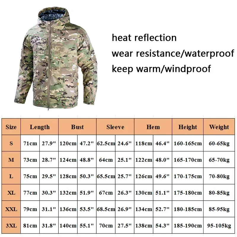 Ropa de invierno para hombre, chaqueta táctica, traje calefactor, uniforme de combate cálido de algodón, pantalones Softair, cortavientos térmico a prueba de viento para senderismo - imagen 2