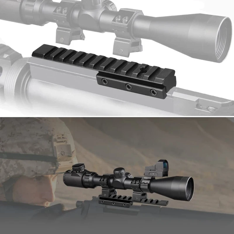 Montaje en riel 4X32 9/14 ranuras, adaptador de mira de 20mm a 11mm, Base de conversión de montaje en riel, mira de punto rojo verde, riel Picatinny de 20mm - imagen 5