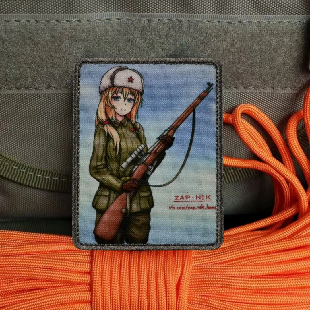 Parche táctico Manga Mosinka con insignia de moral, brazalete del ejército militar, pegatina para mochila, parches de gancho y bucle impresos para ropa - imagen 3