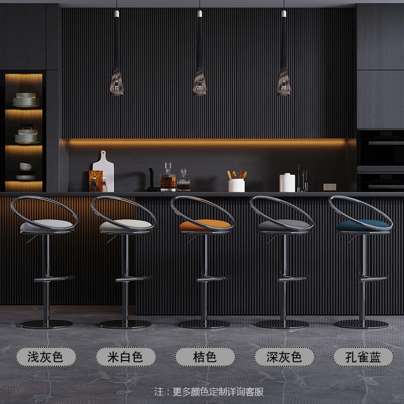 Silla de Bar de estilo de diseñador, asiento giratorio Simple y moderno de acero inoxidable, Banco de Bar, silla de isla para el hogar - imagen 3