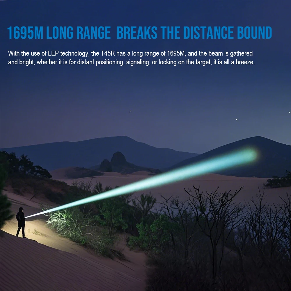 Trustfire T45R potente linterna táctica LEP caza 21700 linterna de iluminación recargable 1695M rango de haz autodefensa militar - imagen 4