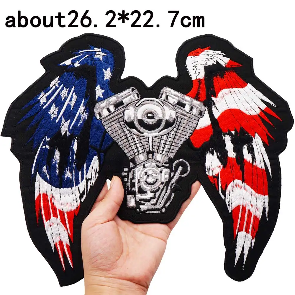 Parches grandes bordados de alas mecánicas, apliques de costura y hierro, banda de motorista punk Hip Hop, ropa de Rock, artículo esencial - imagen 3