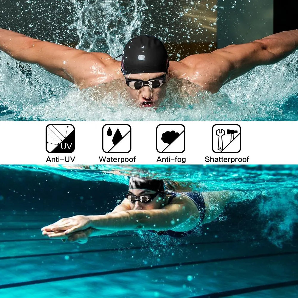 JSJM gafas de natación profesional antivaho silicona ajustable - imagen 2