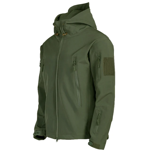 Chaquetas tácticas de concha suave de piel de tiburón para hombre, abrigos militares impermeables de combate del Ejército, chaquetas de bombardero de carga con capucha multibolsillo - imagen 4