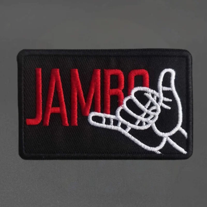 Parche bordado de gestos JAMBO, parches militares de gancho y bucle para ropa, insignia de moral táctica, pegatinas decorativas para mochila - imagen 2