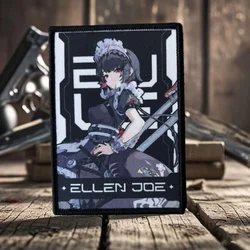 Parches tácticos Zenless Zone Zero Morale, parche de gancho y bucle impreso Ellen Joe, insignia del ejército militar, pegatinas para mochila