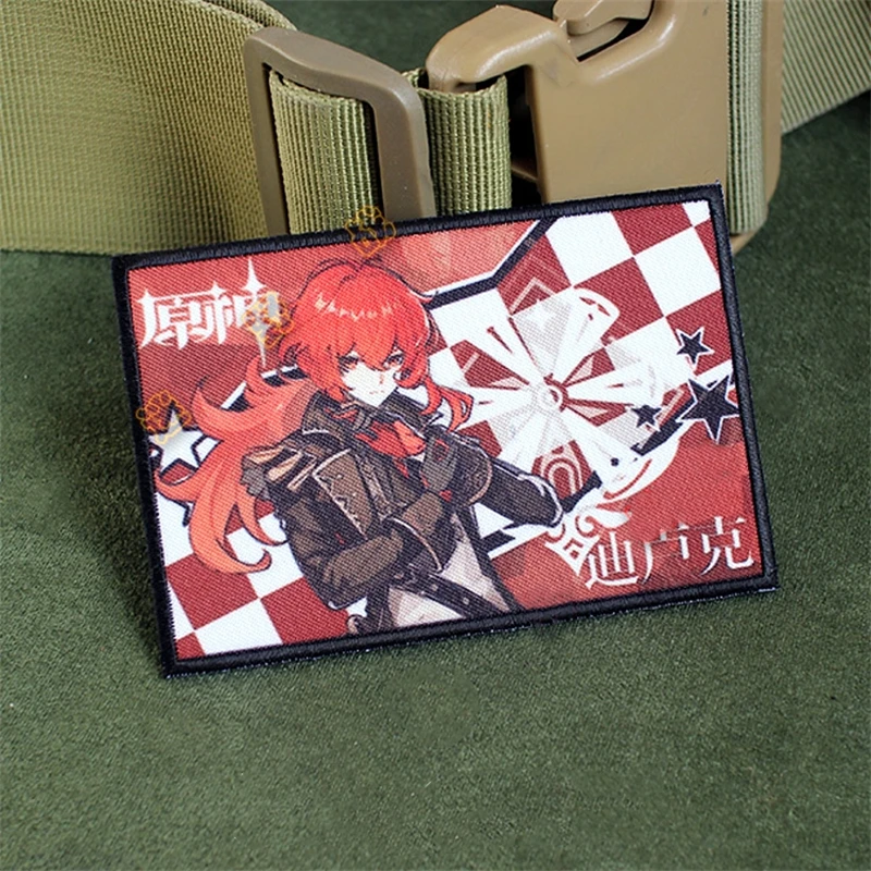 Parches de juego Genshin Impact, serie Mondstadt City, Eula, sacarosa, Noelle, Mona, Fischl, Klee, figura, ropa, mochila, insignias de impresión - imagen 2